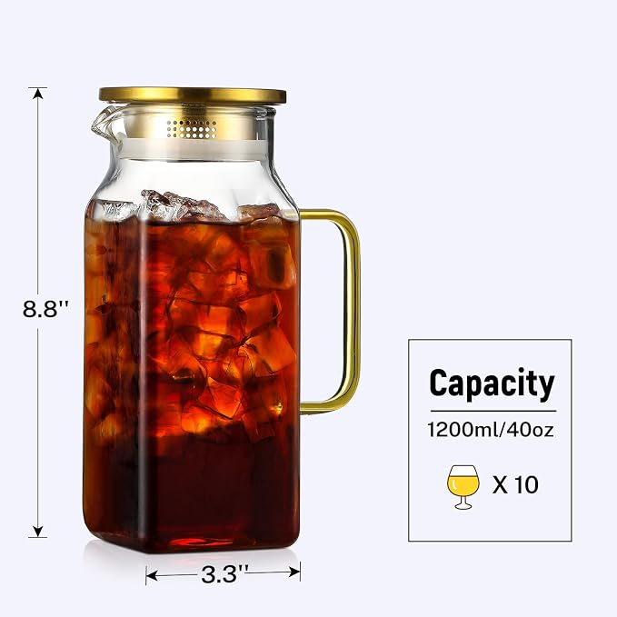 40 oz, 1.2Liter Square Glass Pitcher - Image 2