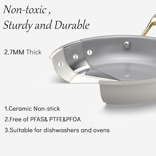 10-Inch Ceramic Non-Stick Cookware Set, 8-in-1 Multifunctional Cookware - Image 2