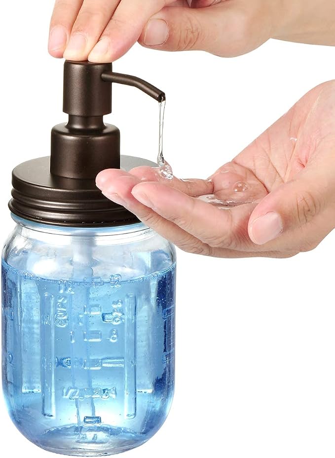 Amolliar Mason Jar Liquid Soap Dispensers, Rustproof Stainless Steel Mason Jar - Image 4