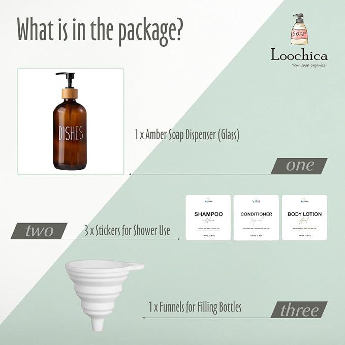 LOOCHICA Dish Amber Glass Soap Dispenser - Image 2