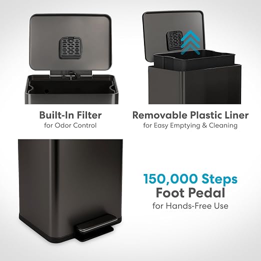 Simpli-Magic 13.2 Gallon Step Trash Can – Kitchen Garbage Can - Image 5