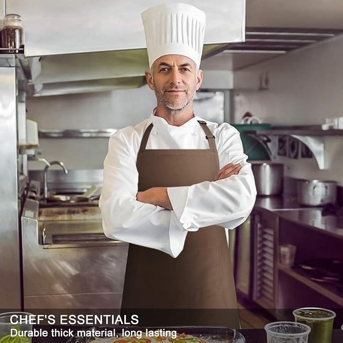 Jubatus 2 Pack Bib Aprons with 2 Pockets Cooking Chef Kitchen Apron - Image 4