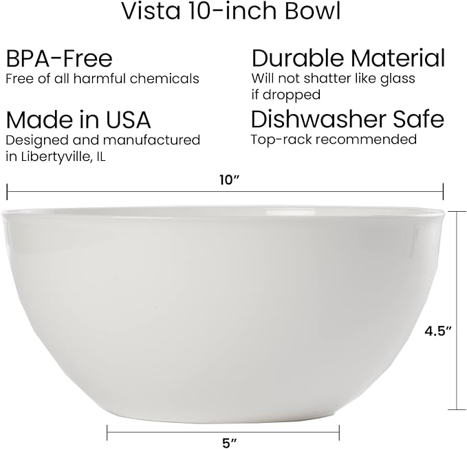 US Acrylic Vista White Plastic Salad and Serving 10-inch Bowls | set of 3 | - Image 5