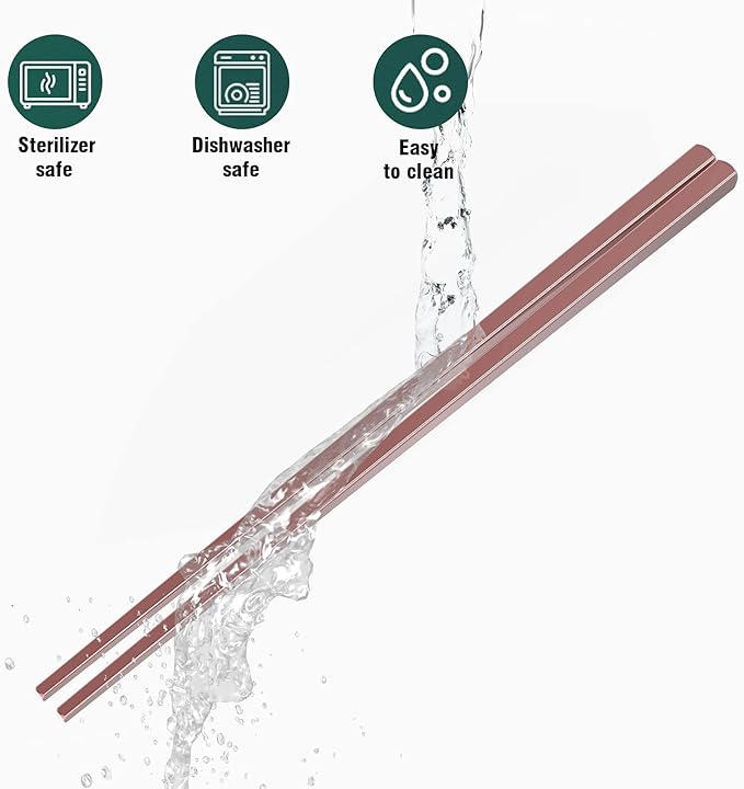 GLAMFIELDS Metal Chopsticks Reusable Chopsticks Dishwasher Safe Multipack - Image 4