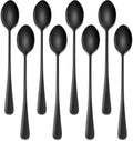 7.5 Inches Black Coffee Stirring Spoons Set, Long Handle Mixing Spoons by DEHOVKitchen