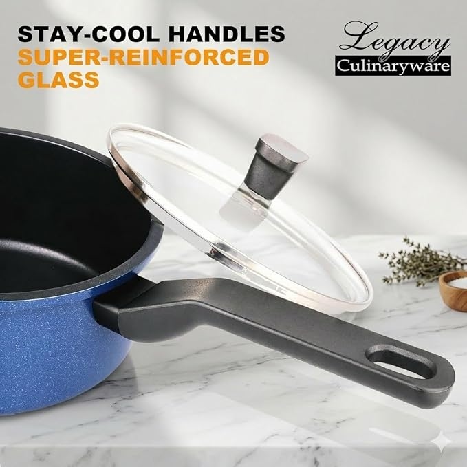 Nonstick Sauce Pan with Lid, 2QT small pot, PFOA Free, Kitchen Pots Induction - Image 2