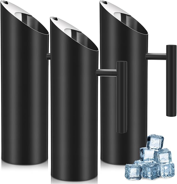 Funnymoom 3 Pack 53oz/1.5l Stainless Steel Water Pitcher Modern Metal Pitcher by Funnymoom