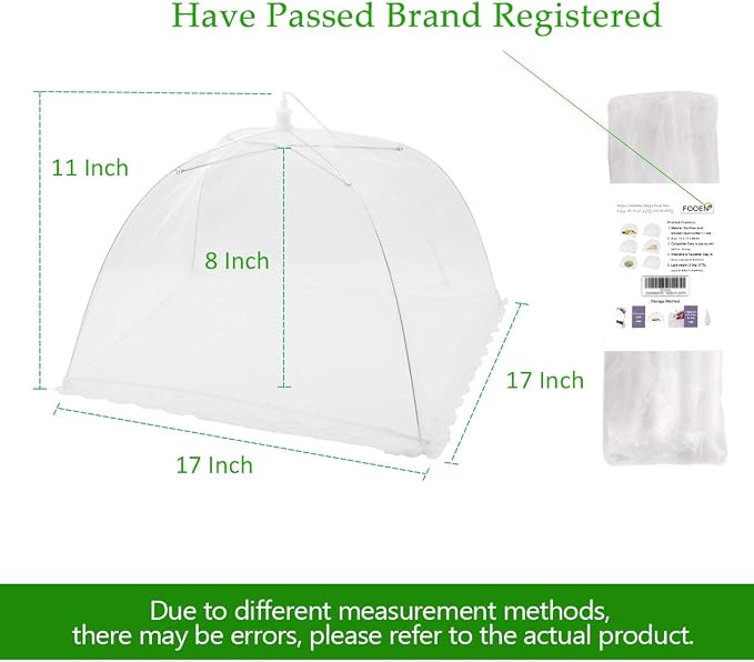 Pop-up Picnic Food Tent Covers, 17x17Inch Foldable Mesh Screen Food Covers - Image 2