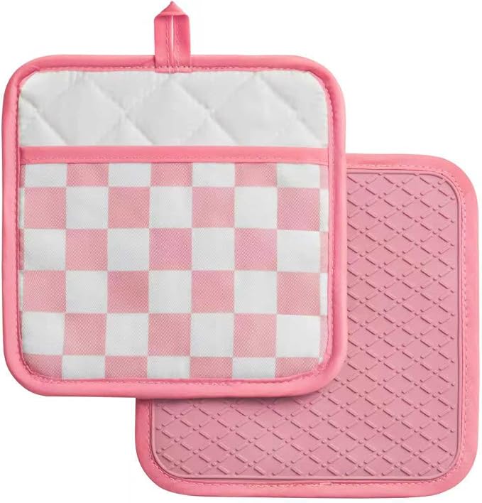 Ohocut Pink Checkered Pot Holder, Checkerboard Potholders by Ohocut