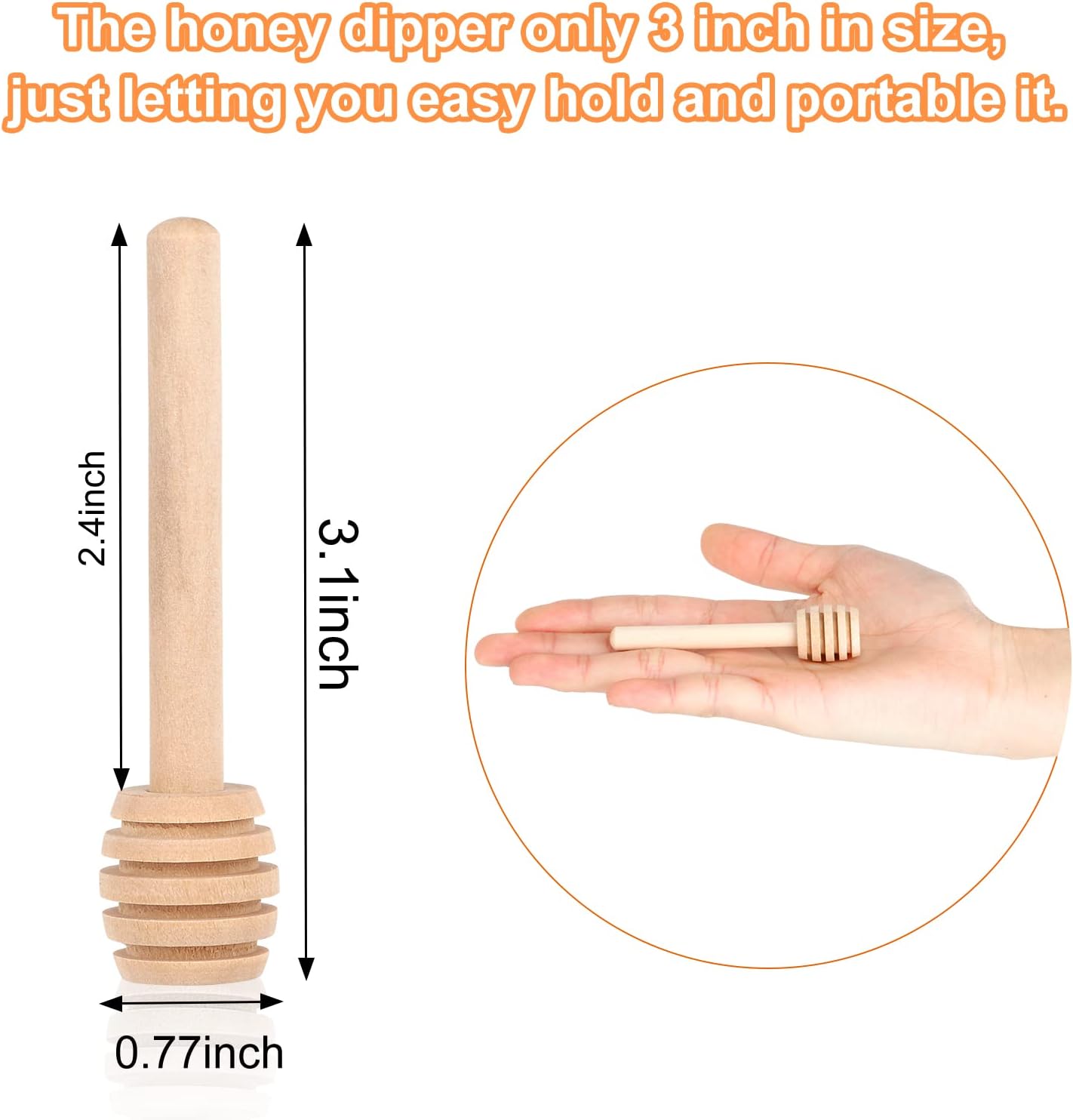 51 PCS Honey Sticks Dipper, 3 Inch Mini Wooden Honeycomb Sticks, Small Honey Stirrer Stick, Honey Sticks for Honey Jar Dispense Drizzle Honey and Wedding Party Favors Gift