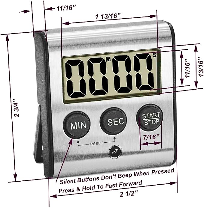 Elegant Digital Kitchen Timer, Stainless Steel Model eT-23, Super Strong - Image 6