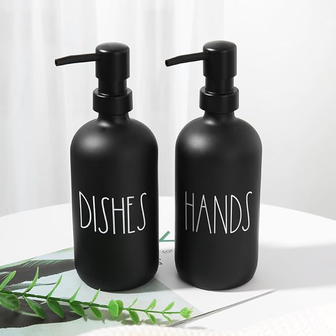 VIMERPA Hand and Dish Soap Dispenser Set, Matte Black Hands Dishes Soap - Image 7