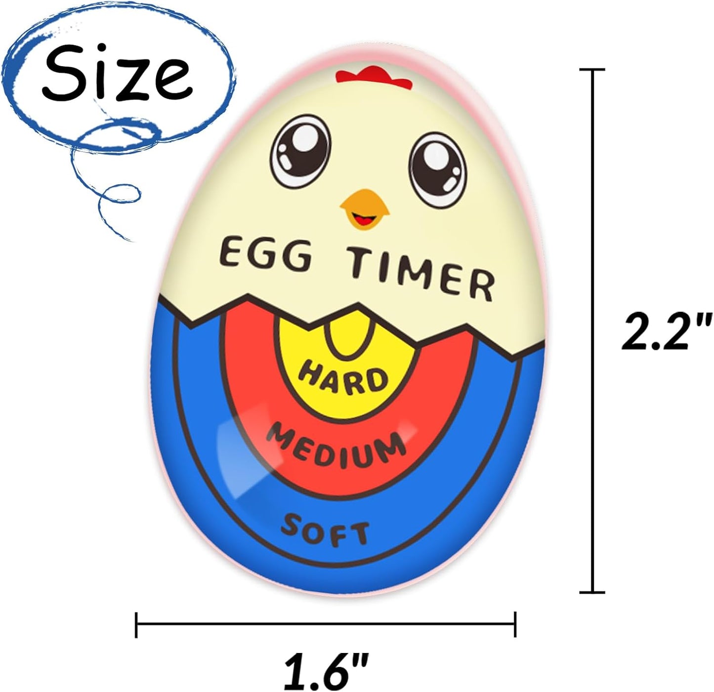 Lasubst Egg Timer That Goes in Water for Soft Medium Hard Boiled Eggs, 1 Red 1 Color