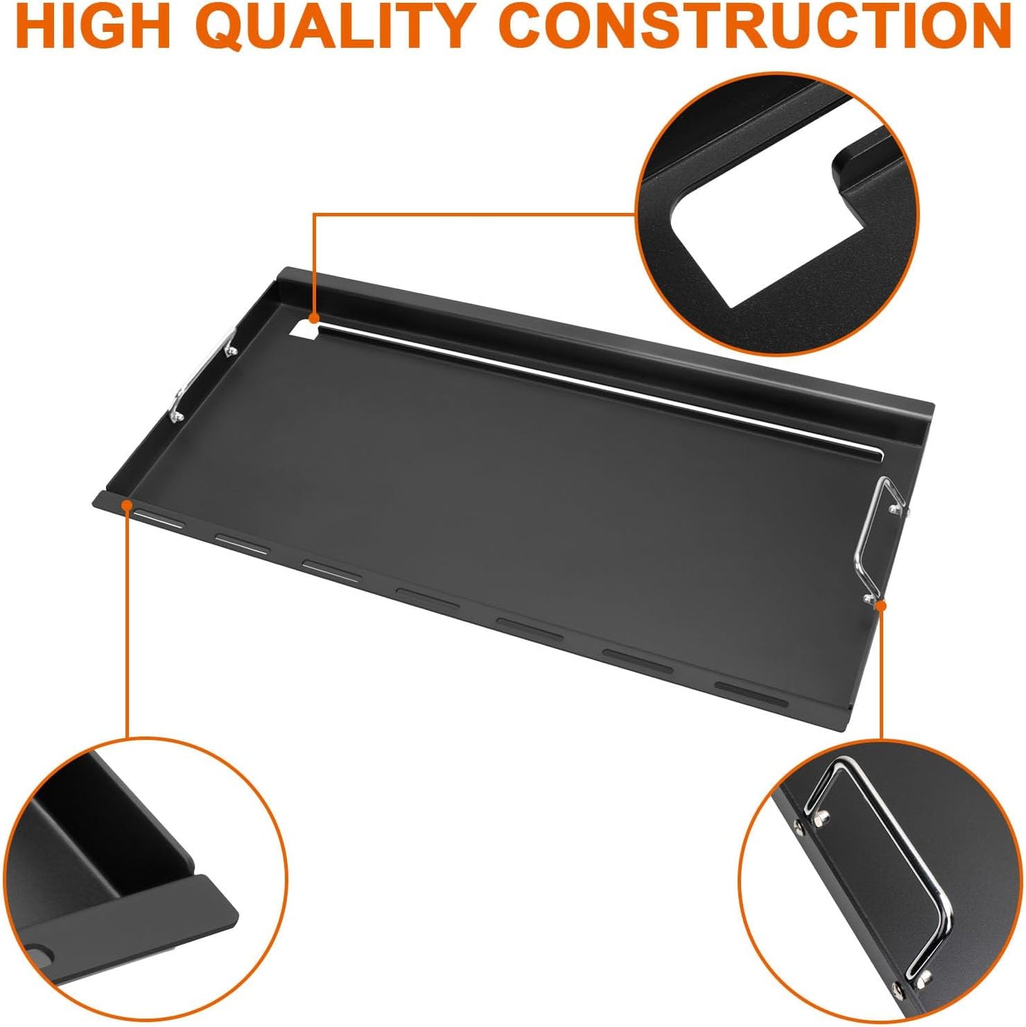 Full-Size Griddle Inserts for Weber Genesis II 400 Series Gas Grills, Flat Top Griddle with Handles for Genesis II E-410 S-410 E-435 S-435 E-440 S-440 LX E/S-440, Replace for Weber 6789