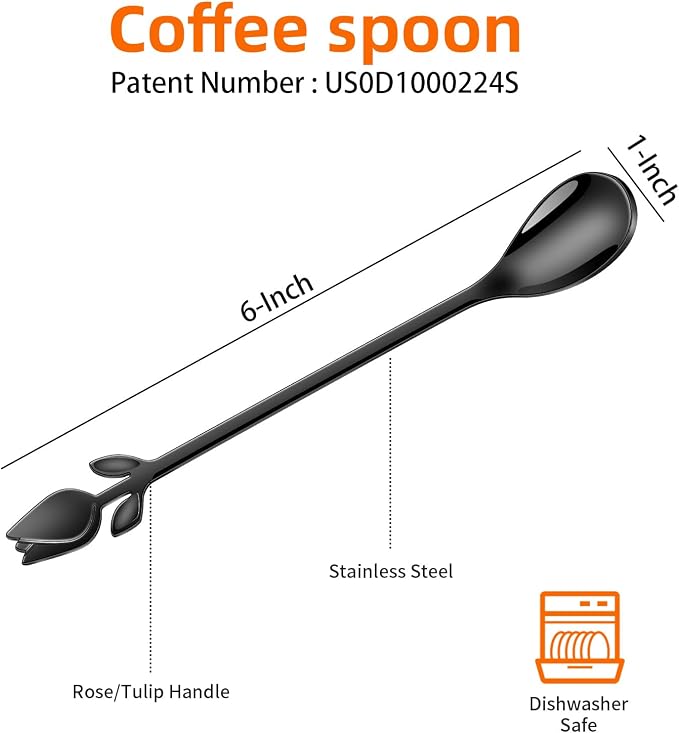 Black Small Coffee Spoon Holder Set, Swan Base - Image 4
