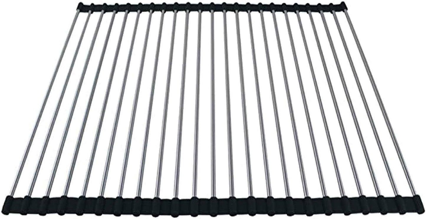 Ahyuan Roll up Dish Drying Rack Over The Sink Kitchen Roll up Sink Drying Rack Portable Dish Drainer Foldable Dish Drying Rack (Black, 20.5''X16.9'')