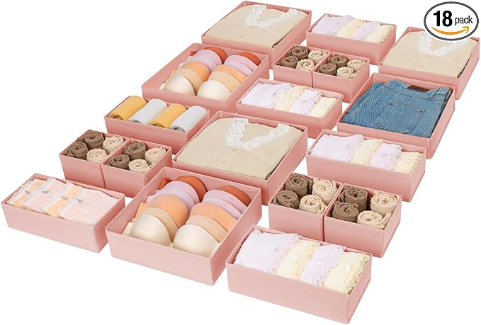 DIMJ Drawer Organizer for Clothing, 18 Pack Fabric Drawer Organizer Bins by DiMJ