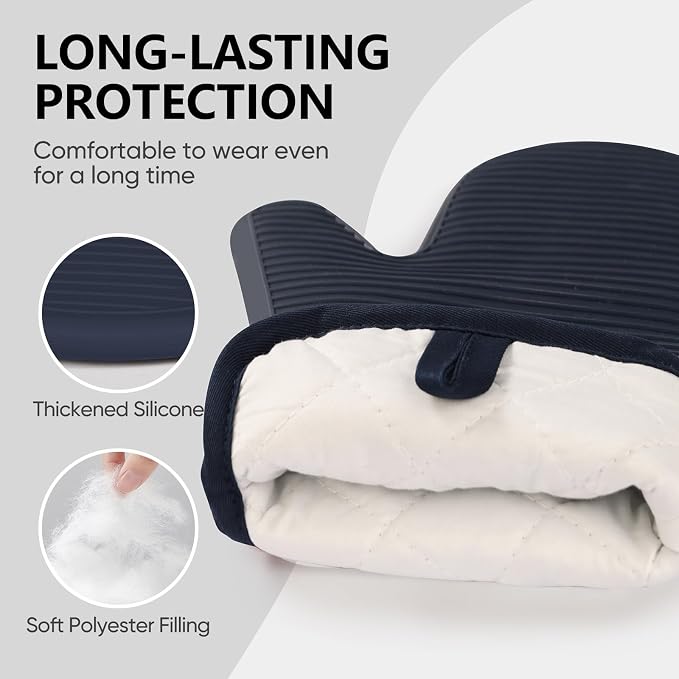 YUTAT Silicone Oven Mitts, High Heat Resistant Up to 500 Degrees, Waterproof - Image 2