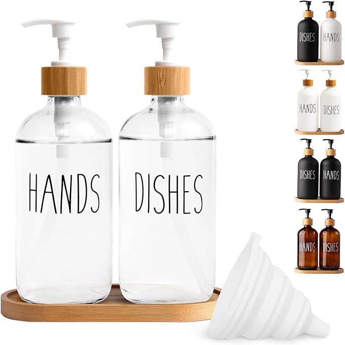 LOOCHICA Clear Glass Soap Dispenser Set by Loochica