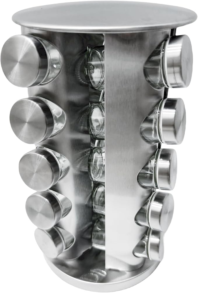 Revolving Spice Rack with 20 Jars, Rotating Spice Rack Organizer with Labels - Image 2