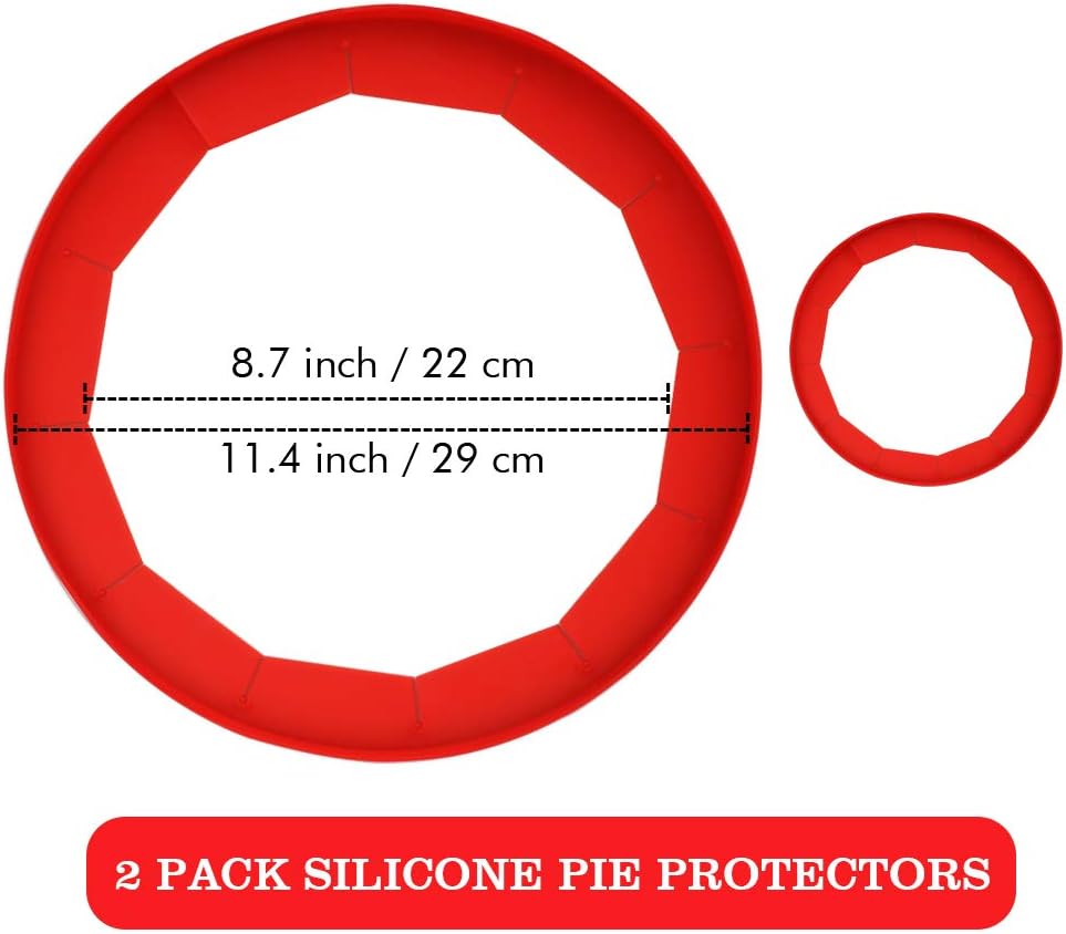 Adjustable Silicone Pie Crust Shields - Baking Protectors Cover Ring Fits 8-11.4 Inch Pies