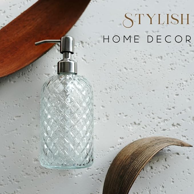 JASAI 18Oz Gem Patterned Clear Glass Soap Dispenser - Image 5