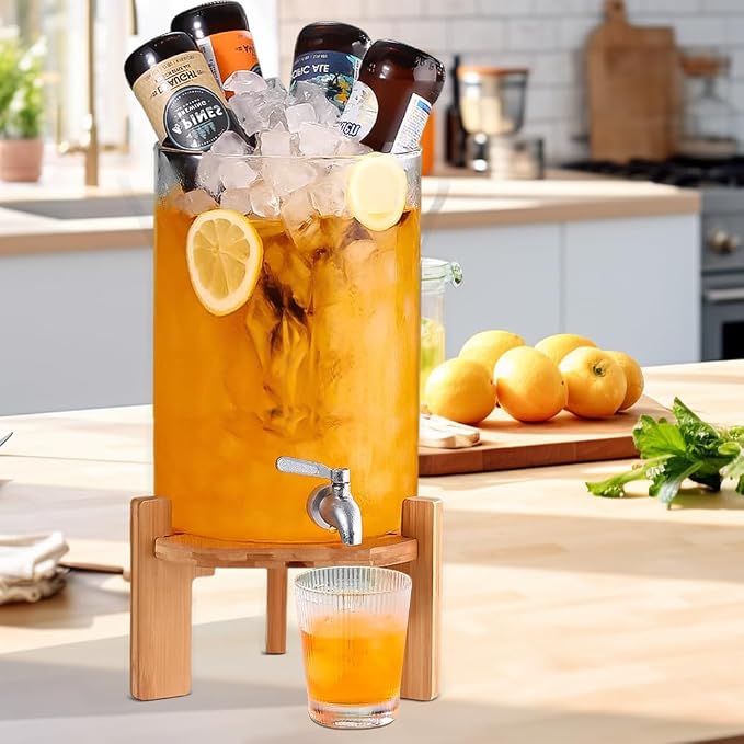 Beverage Dispenser, 2.9 Gallon Glass Drink Dispenser - Image 2