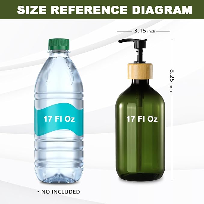 KASUNTING Green Soap Dispenser, Plastic Bathroom Soap and Lotion Dispenser Set - Image 2