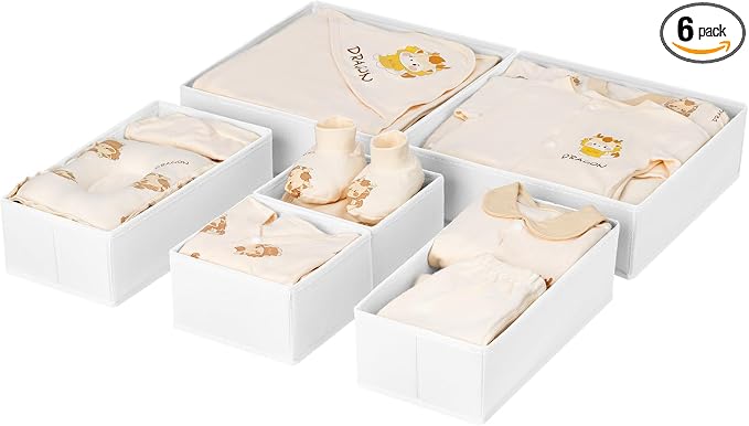 DIMJ Drawer Organizer Clothes, 6 Pack Fabric Drawer Organizer Bins, Foldable by DiMJ