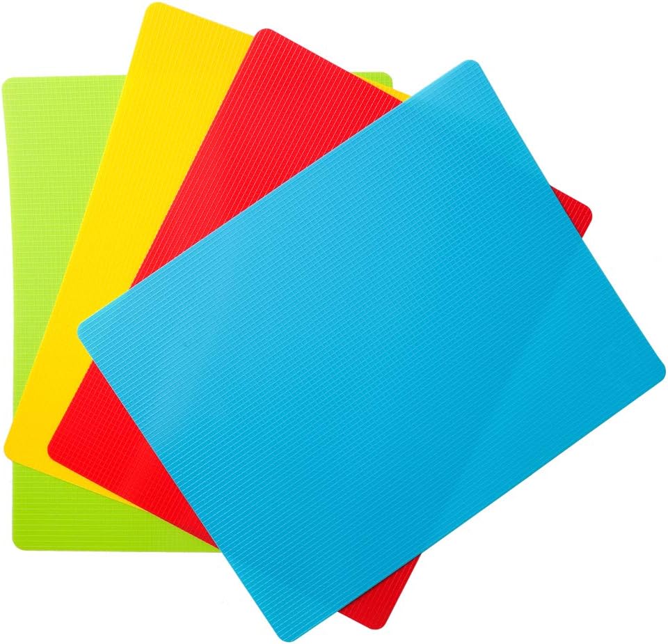8pcs Flexible Plastic Cutting Board Mats, 2 Pack Colored Mats With Food Icons, Gripped Back, Cutting board Set of 4 (2)