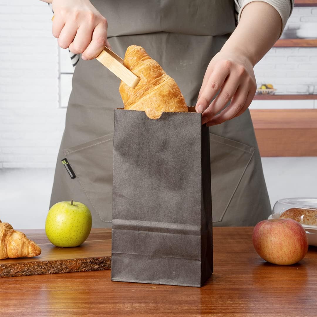 Restaurantware Bag Tek 4lb Paper Bags 100 Disposable Lunch Bags - Small For Lunches Sandwiches And Snacks Black Paper Kraft Paper Bags For Shopping Party Favors Or Gifts