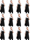 12 Pcs Bib Bulk Black Aprons for Women Men Adult Girls Unisex by TSDSTORY