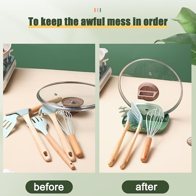 2 Pack Lid and Spoon Rest for Kitchen Counter, Cooking Ladle/Spatula/Spoon - Image 5