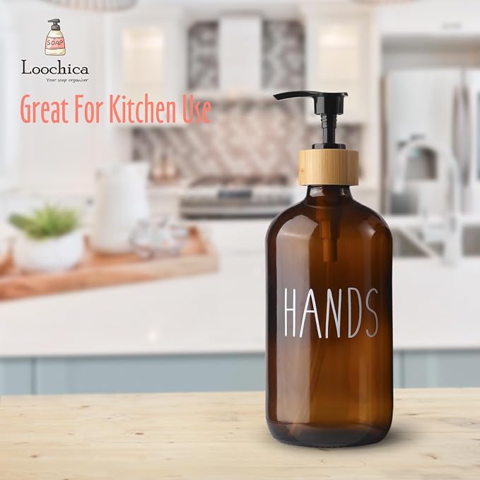 LOOCHICA Hand Amber Glass Soap Dispenser - Image 8