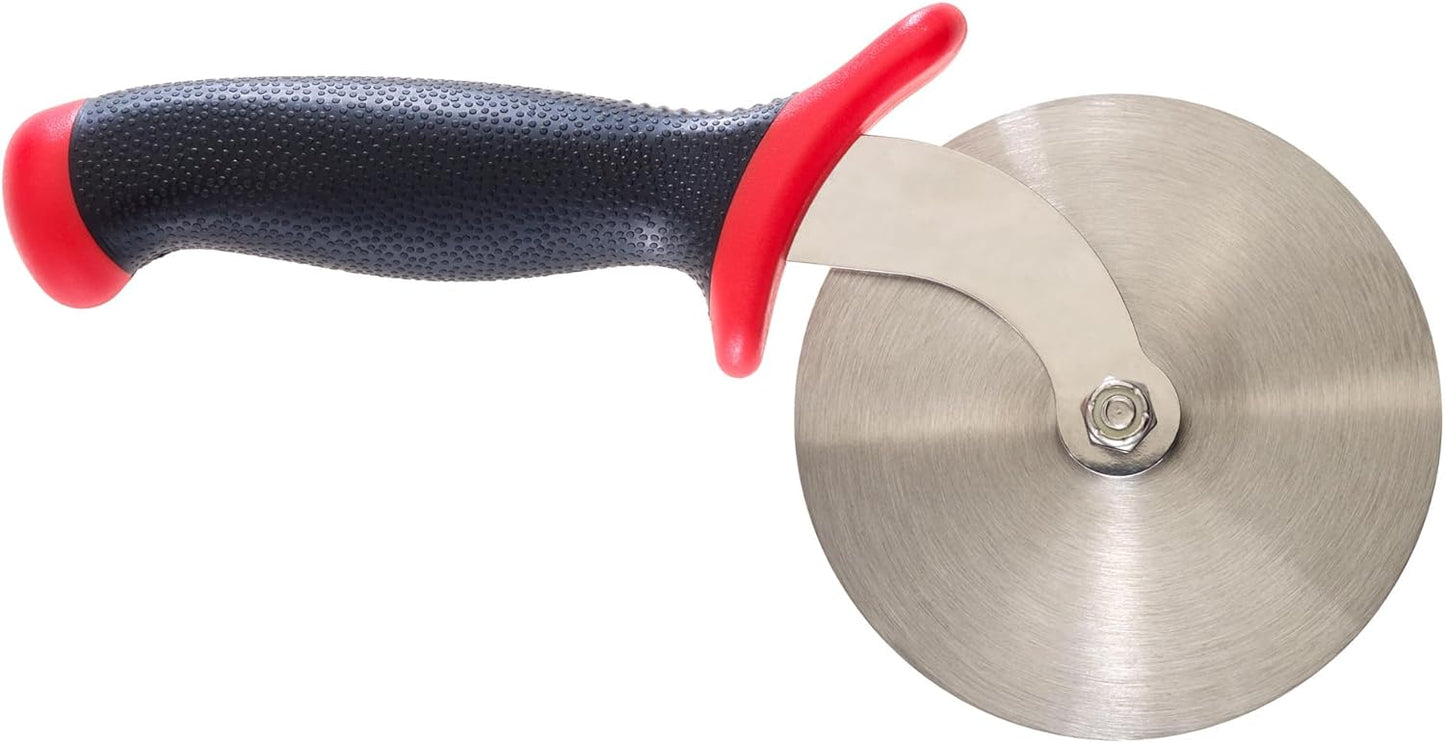 Mercer Culinary Millennia Pizza Cutter with Red Handle, 4 Inch Wheel, Stainless Steel