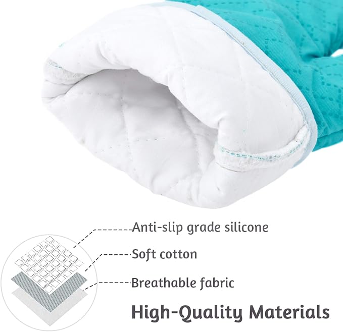 4Pcs Oven Mitts and Pot Holders Set, 572F Heat Resistant Oven Glove, Soft - Image 2
