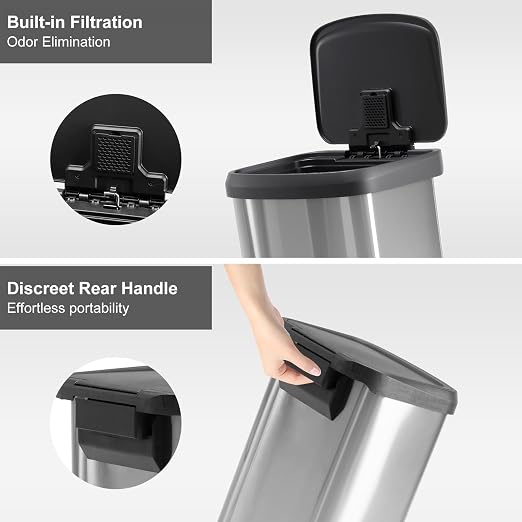 21 Gallon Kitchen Trash Can, Stainless Steel Garbage Can - Image 6