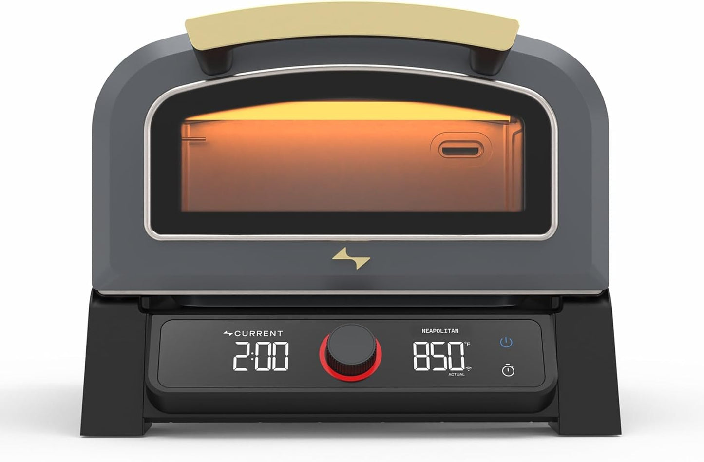 Current® Model P Smart Electric Pizza Oven, 12-Inch, 850°F Max, Multiple Cooking Modes, App Connectivity for Temperature Monitoring & Custom Cooking Times, Compact for Indoor & Outdoor Use, Dark Gray
