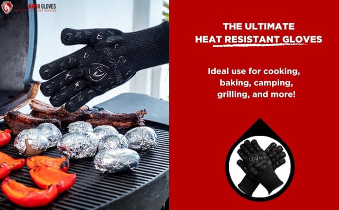 Grill Armor Oven Gloves with Fingers – Extra Long Cuff, 932°F Heat, Fire & Cut - Image 2
