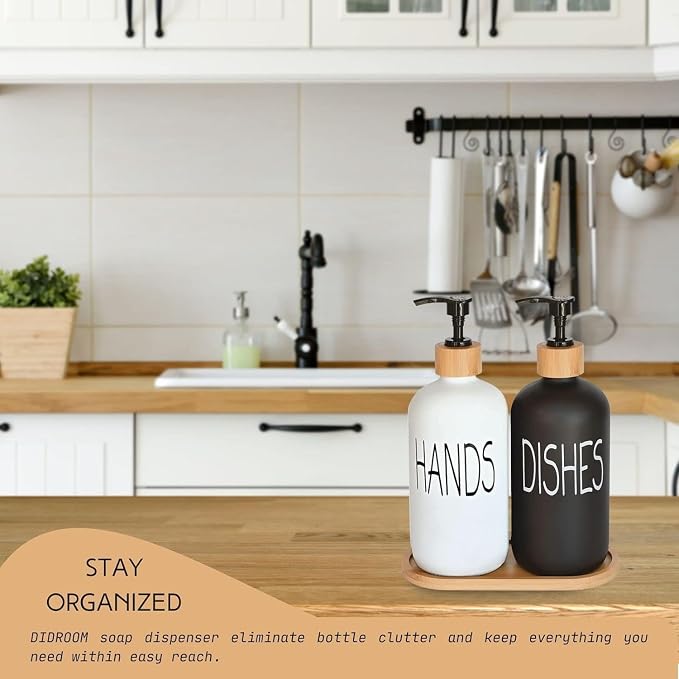 Glass Soap Dispenser Set, Hand Soap and Dish Soap Dispenser - Image 3