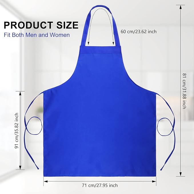 Foaincore Bib Aprons, Unisex Apron No Pocket Bulk Machine Washable Plain Aprons - Image 2