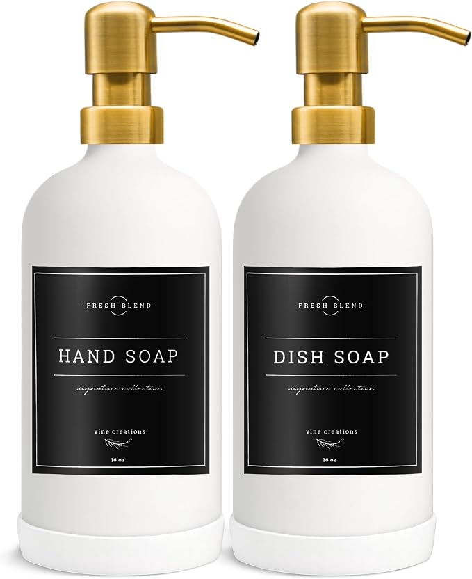Vine Creations Glass Soap Dispenser, 2 Pack Kitchen Soap Dispenser Set - Image 7