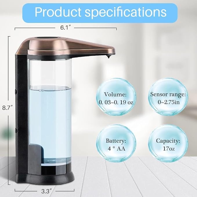 Secura 17oz Automatic Liquid Soap Dispenser, Touchless Battery Operated Hand - Image 8
