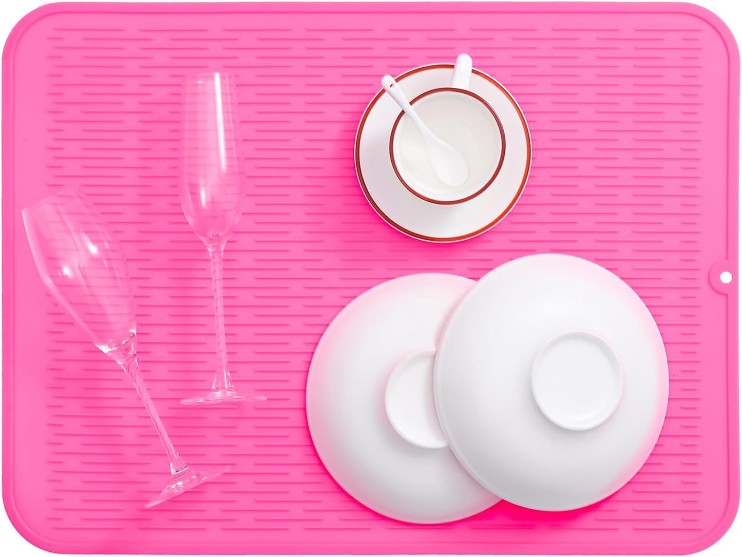 Silicone Dish Drying Mat for Multiple Usage,Easy clean,Eco-friendly,Heat-resistant Silicone Mat for Kitchen Counter or Sink,Refrigerator or Drawer Liner Rose 2XL 24 inches x 18 inches