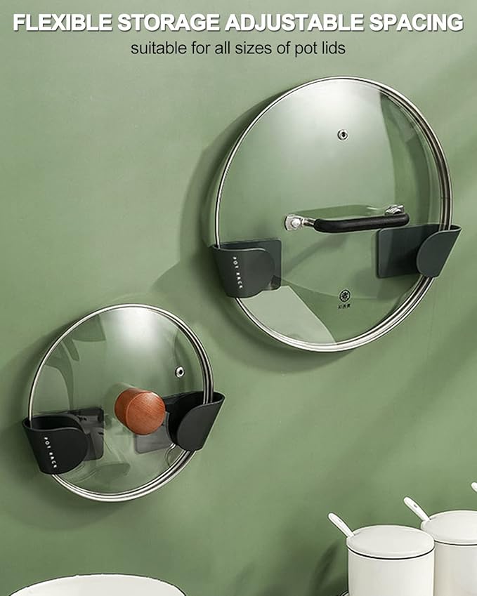 Tendiren Pot Lid Organizer, 3 Pairs of Adjustable Wall Mount Pot Lid Holder - Image 5