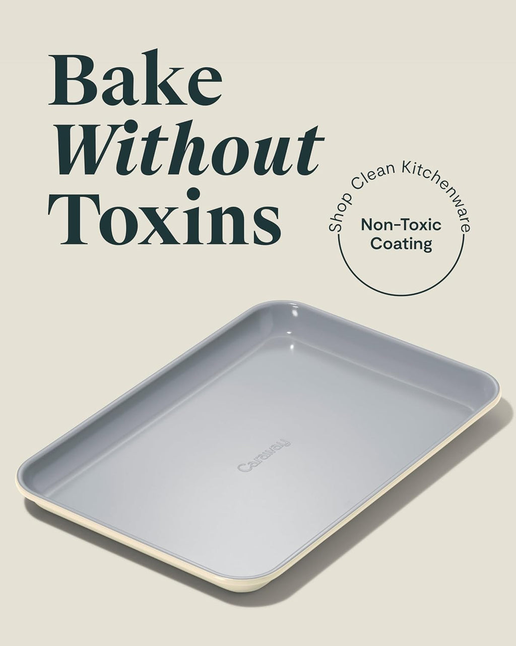 Caraway Nonstick Ceramic Small Baking Sheet (9x13”) – Non-Toxic, PTFE & PFOA Free – Oven Safe – Aluminized Steel Core – Mini Sheet Pan for Baking, Roasting & More - Cream