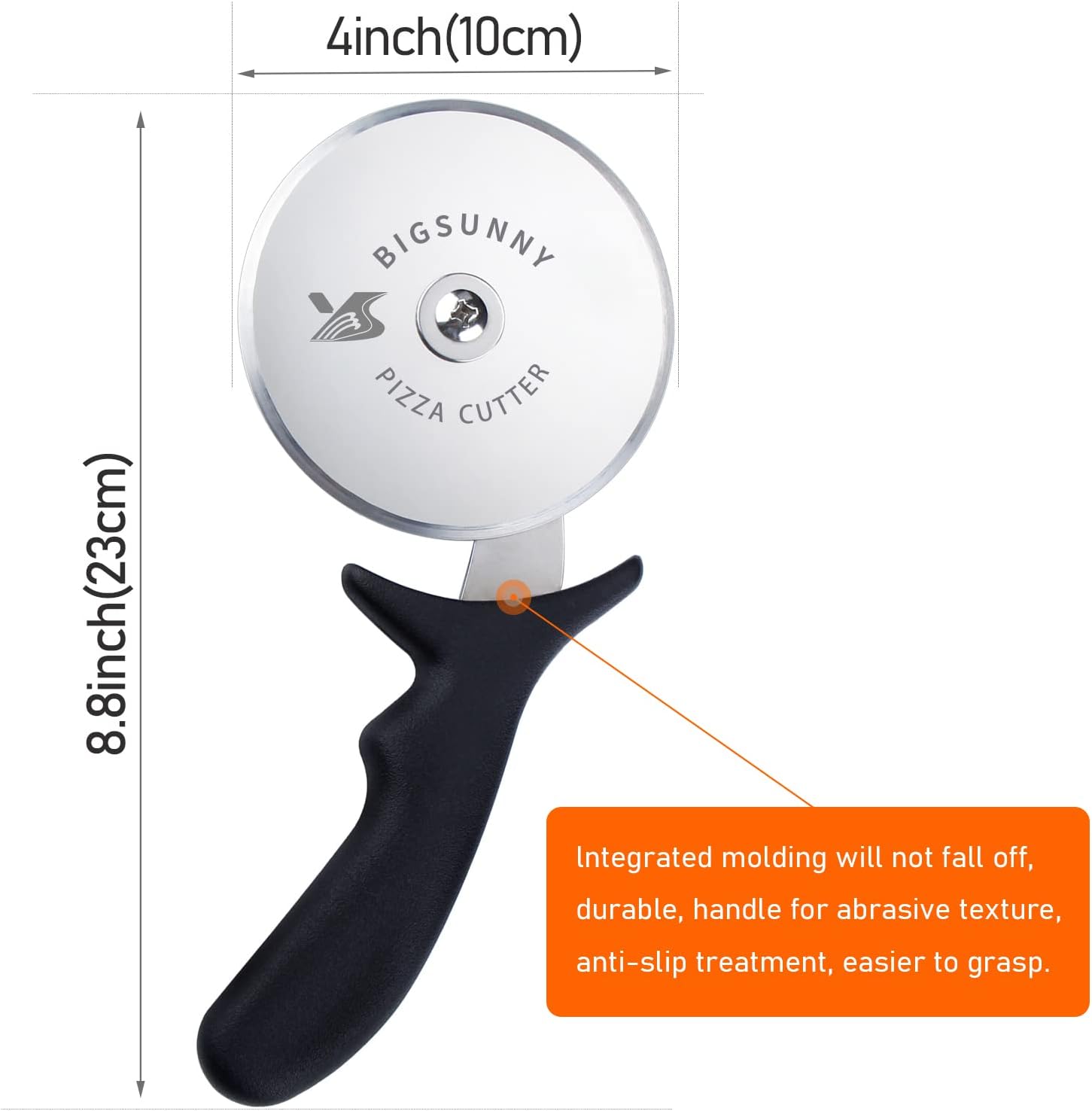 MSY BIGSUNNY Pro Pizza Cutter, Stainless Steel Pizza Cutter Wheel, with Super Sharp Pizza Slicer Dia 4-inch(10cm), Dishwasher Safe