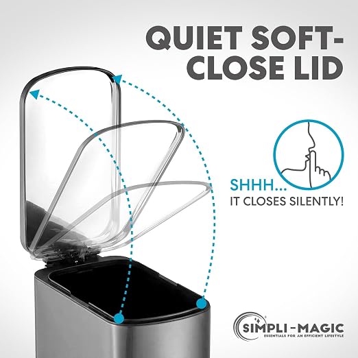 SIMPLI-Magic 6L/1.6G Stainless Steel Bathroom Trash Can - Image 4