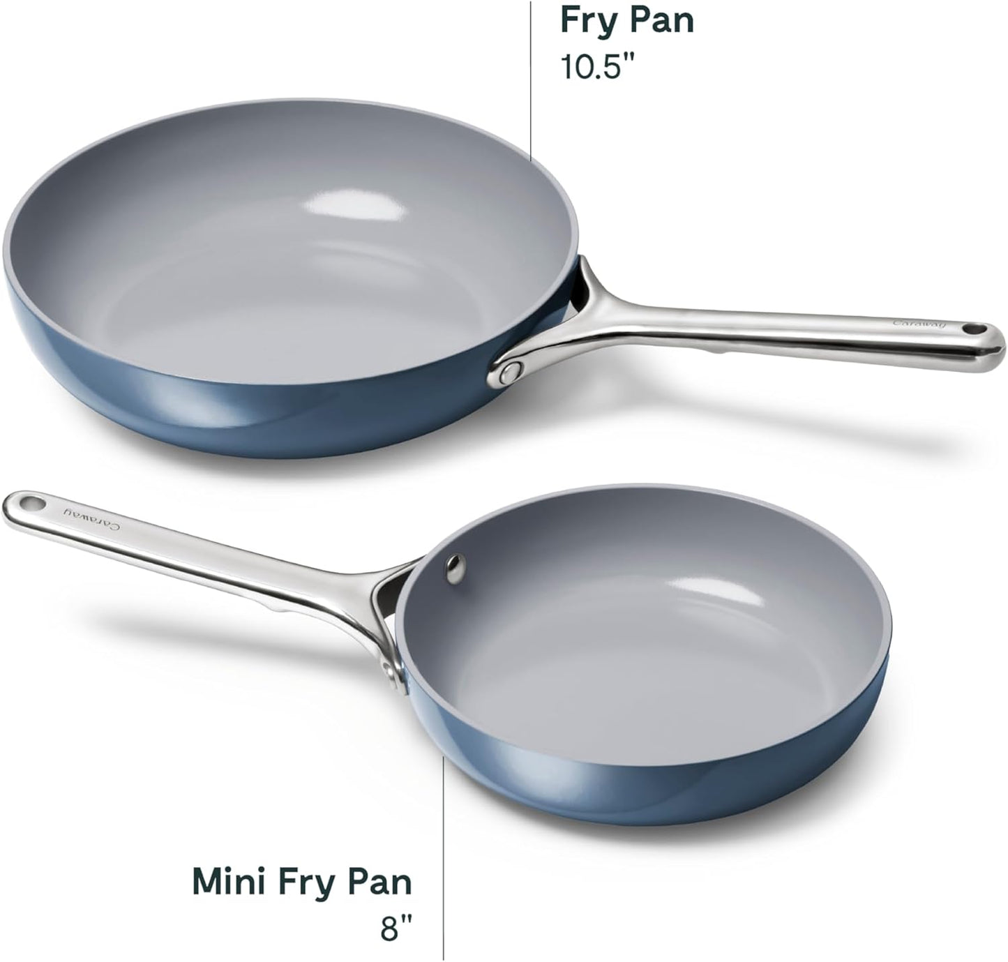 Caraway Fry Pan Duo - Nonstick Ceramic Frying Pan (8" & 10.5”) - Non Toxic, PTFE & PFOA Free - Oven Safe & Compatible with All Stovetops (Gas, Electric & Induction) - Navy
