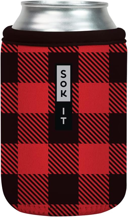 Sok It CanSok Sleeve for Beer & Soda Insulated Neoprene Cover (Buffalo Check, 12oz Can Sleeve)